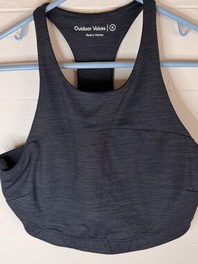 Outdoor Voices Charcoal Heather Racerback All Day Sports Bra